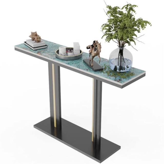 Havendro Modern Marble Console Table Bottom Shelf Blue & Black - image 1