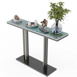 Havendro Modern Marble Console Table Bottom Shelf Blue & Black - thumbnail 1