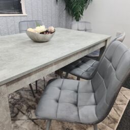 KOSY KOALA Modern Stone Grey Effect Dining Table Set With 6 Velvet Chairs Dining Room Furniture Set in Brown - thumbnail 4