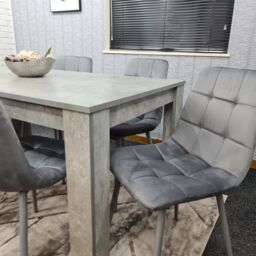 KOSY KOALA Modern Stone Grey Effect Dining Table Set With 6 Velvet Chairs Dining Room Furniture Set in Brown - thumbnail 6