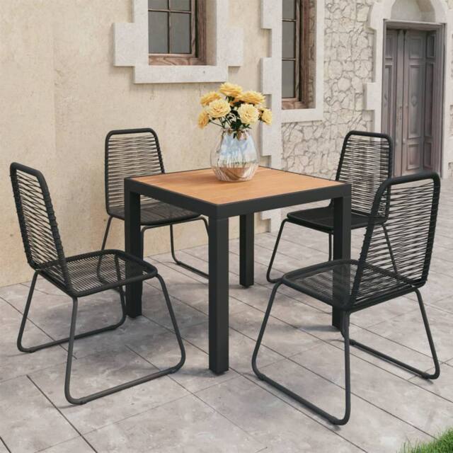 Berkfield Home 5 Piece Garden Dining Set PVC Rattan Black & Brown - image 1