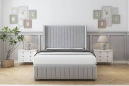 "Sloomy Marlborough Plush Divan Base No Drawers 54"" Headboard 12""Footboard in Silver - Size: Small Double" - thumbnail 1