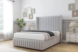 "Sloomy Marlborough Plush Divan Base No Drawers 54"" Headboard 12""Footboard in Silver - Size: Small Double" - thumbnail 3