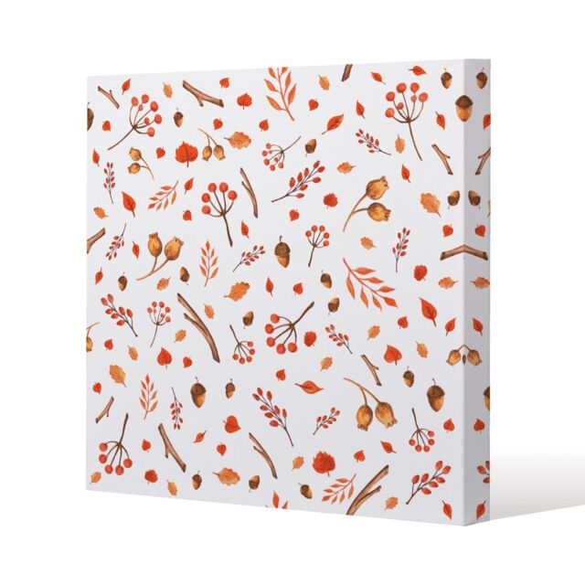 Benjamin Tate Design Acorns & Leaves (Canvas Print) / 77 x 77 x 4cm in Natural - Size: 77 x 77 x 4 cm - image 1