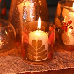 Serenityy Natural Floral Glass Candle Holder - Straight Primavera - 8x8cm in Pink - Size: 8x8 cm