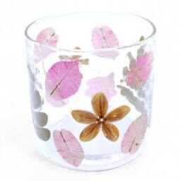 Serenityy Natural Floral Glass Candle Holder - Straight Primavera - 8x8cm in Pink - Size: 8x8 cm - thumbnail 5
