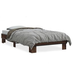 Berkfield Home Bed Frame without Mattress Brown Oak 75x190 cm Small Single - thumbnail 2