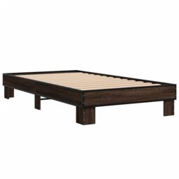 Berkfield Home Bed Frame without Mattress Brown Oak 75x190 cm Small Single - thumbnail 3