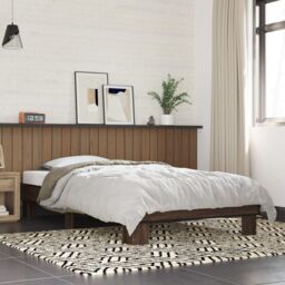 Berkfield Home Bed Frame without Mattress Brown Oak 75x190 cm Small Single - thumbnail 1