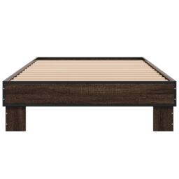 Berkfield Home Bed Frame without Mattress Brown Oak 75x190 cm Small Single - thumbnail 4