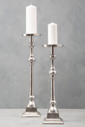 Orsina Kensington Townhouse Small Pillar Candle Holder in Silver - thumbnail 4