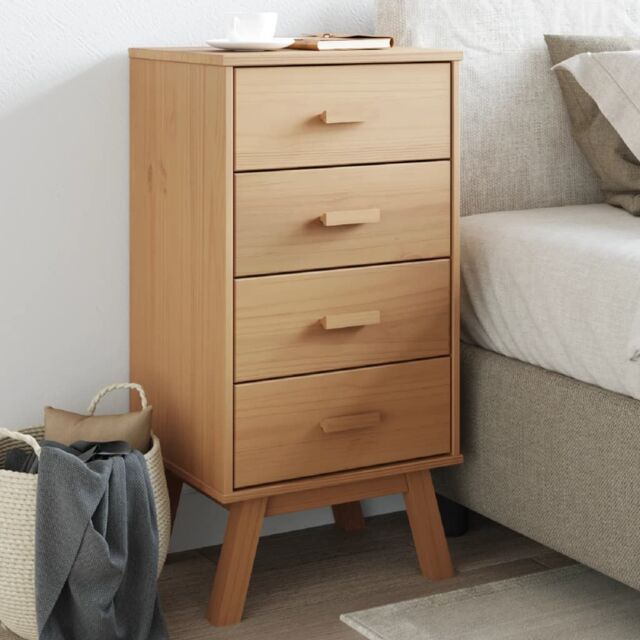 Berkfield Home Bedside Cabinet OLDEN Brown Solid Wood Pine - image 1