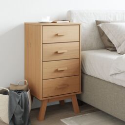 Berkfield Home Bedside Cabinet OLDEN Brown Solid Wood Pine - thumbnail 3