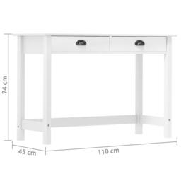 Berkfield Home Console Table Hill with 2 Drawers 110x45x74 cm Solid Pine Wood in White - Size: 110 x 45 x 74 cm - thumbnail 7