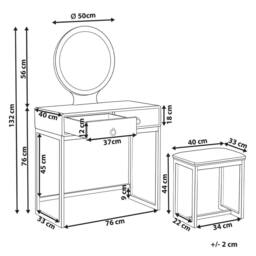 Wyld and Coco Dressing Table - White MDF with Gold Accents LED Mirror and 4 Drawers - thumbnail 3
