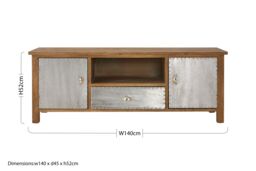 Orsina Loft Media Unit, Industrial TV Unit with Storage, Contemporary Media Unit with Storage, Delivered Fully Assembled in Silver - thumbnail 5