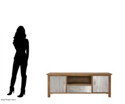 Orsina Loft Media Unit, Industrial TV Unit with Storage, Contemporary Media Unit with Storage, Delivered Fully Assembled in Silver - thumbnail 3
