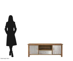 Orsina Loft Media Unit, Industrial TV Unit with Storage, Contemporary Media Unit with Storage, Delivered Fully Assembled in Silver - thumbnail 4