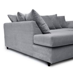 Abakus Direct Jumbo Grid Left Hand Corner Sofa with Plush Cushions in 3 Colours in Grey - thumbnail 8