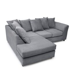 Abakus Direct Jumbo Grid Left Hand Corner Sofa with Plush Cushions in 3 Colours in Grey - thumbnail 7