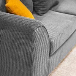 Abakus Direct Jumbo Grid Left Hand Corner Sofa with Plush Cushions in 3 Colours in Grey - thumbnail 3