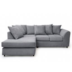 Abakus Direct Jumbo Grid Left Hand Corner Sofa with Plush Cushions in 3 Colours in Grey - thumbnail 6
