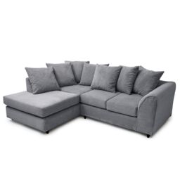 Abakus Direct Jumbo Grid Left Hand Corner Sofa with Plush Cushions in 3 Colours in Grey - thumbnail 5