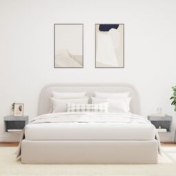 Berkfield Home Bedside Cabinets with LED Lights Wall-mounted 2 pcs Concrete Grey - thumbnail 3