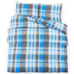 Berkfield Home Elegant Duvet Cover Set Blue & Grey 200x200 cm Cotton - thumbnail 3