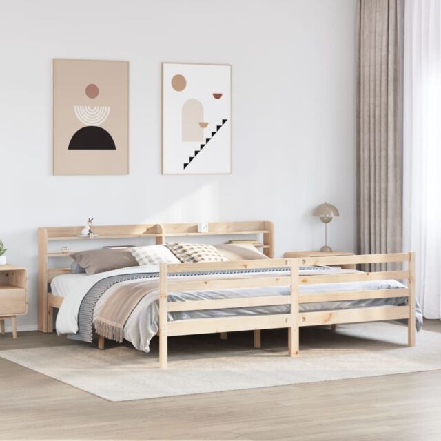 Berkfield Home Bed Frame with Headboard without Mattress 200x200 cm in Brown - image 1
