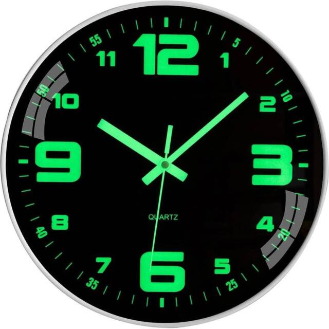 "KORVIXA 12"" Luminous Wall Clock Glow In The Dark Night in Black - Size: 100 cm x 100 cm" - image 1