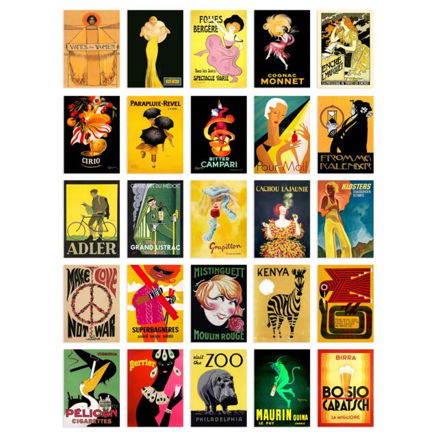 "Artery8 Wall Art Print 50 Pcs Vintage Advertising Aesthetic Collage Kit Old Advert Posters s A6 Set Pack 15x10 cm (6x4"") Bathroom Wall Decor" - image 1