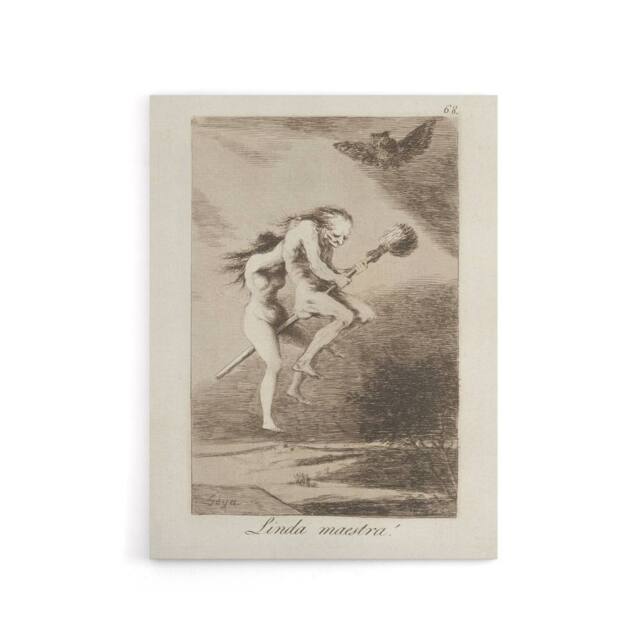 "Artery8 Spanish Teacher Witches Broom Francisco Goya Canvas Wall Art Print in Grey - Size: W12"" x H16""" - image 1