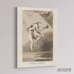 "Artery8 Spanish Teacher Witches Broom Francisco Goya Canvas Wall Art Print in Grey - Size: W12"" x H16""" - thumbnail 2