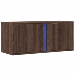 Berkfield Home TV Wall Cabinet with LED Lights Brown Oak 80x31x35 cm - Size: 80 x 31 x 35 cm - thumbnail 3