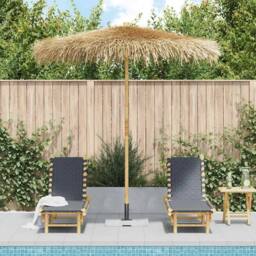 Berkfield Home Tiki Umbrella with Banana Leaf Canopy 240 cm Bamboo - thumbnail 3