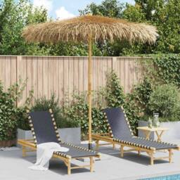 Berkfield Home Tiki Umbrella with Banana Leaf Canopy 240 cm Bamboo - thumbnail 2