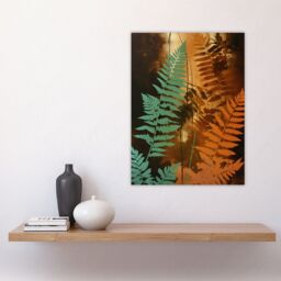 "Artery8 Ferns Orange & Teal Vintage Aesthetic Earthy Botanical Large Wall Art Poster Print Thick Paper 18X24 Inch - Size: W18"" x H24""" - thumbnail 4