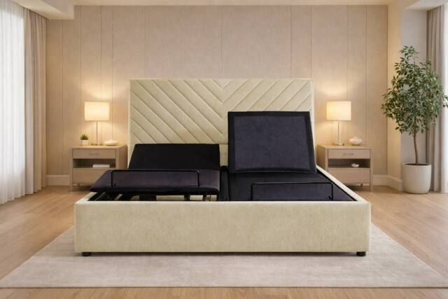 PARADISE BEDS LTD Siera Egromatic Adjustable Bed with Mattress & Headboard in Cream - Size: Double - image 1