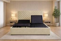 PARADISE BEDS LTD Siera Egromatic Adjustable Bed with Mattress & Headboard in Cream - Size: Double - thumbnail 1