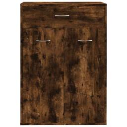 Berkfield Home Shoe Cabinet Smoked Oak 60x35x84 cm Engineered Wood in Brown - Size: 60 x 35 x 84 cm - thumbnail 3