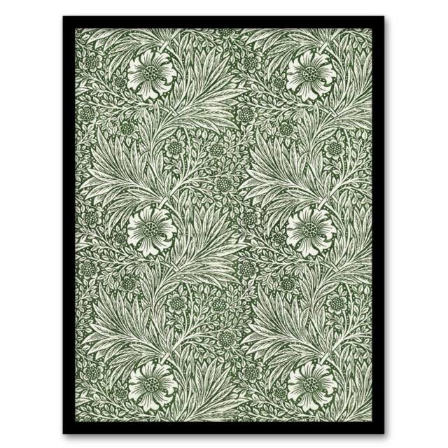 "Artery8 Marigold Flower Green Pattern Vintage Framed Wall Art Print W. Morris - Size: W12"" x H16""" - image 1