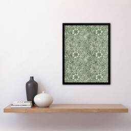 "Artery8 Marigold Flower Green Pattern Vintage Framed Wall Art Print W. Morris - Size: W12"" x H16""" - thumbnail 4
