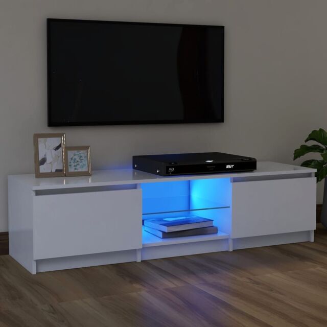 Berkfield Home TV Cabinet with LED Lights White 120x30x35.5 cm - image 1
