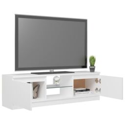 Berkfield Home TV Cabinet with LED Lights White 120x30x35.5 cm - thumbnail 6