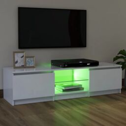 Berkfield Home TV Cabinet with LED Lights White 120x30x35.5 cm - thumbnail 4