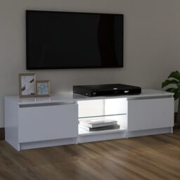 Berkfield Home TV Cabinet with LED Lights White 120x30x35.5 cm - thumbnail 5