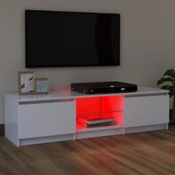 Berkfield Home TV Cabinet with LED Lights White 120x30x35.5 cm - thumbnail 3