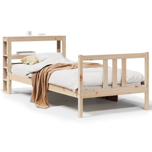 Berkfield Home Bed Frame with Headboard without Mattress 90x190 cm Single in Light Brown - image 1