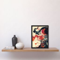 Artery8 Inhale Trippy Lady Profile Design Psychedelic Framed Art Print in Red - Size: A4 - thumbnail 4